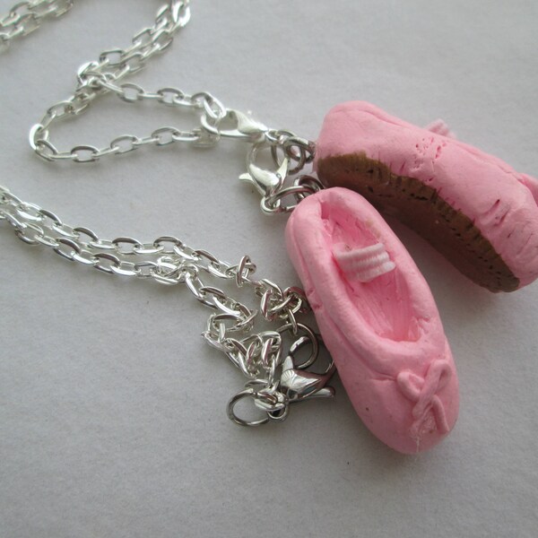 Miniature Polymer Clay Ballet Slippers Necklace