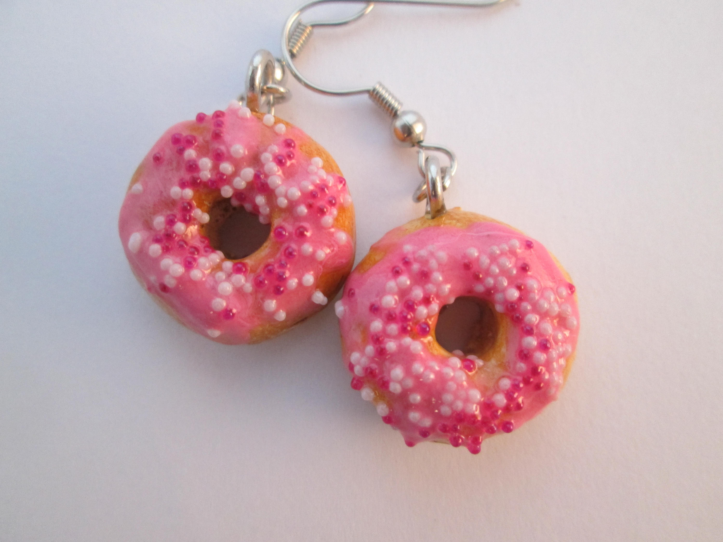 Miniature food jewelry, Mini Donut earrings, Miniature sweets, Donut earrings, Doughnut earrings