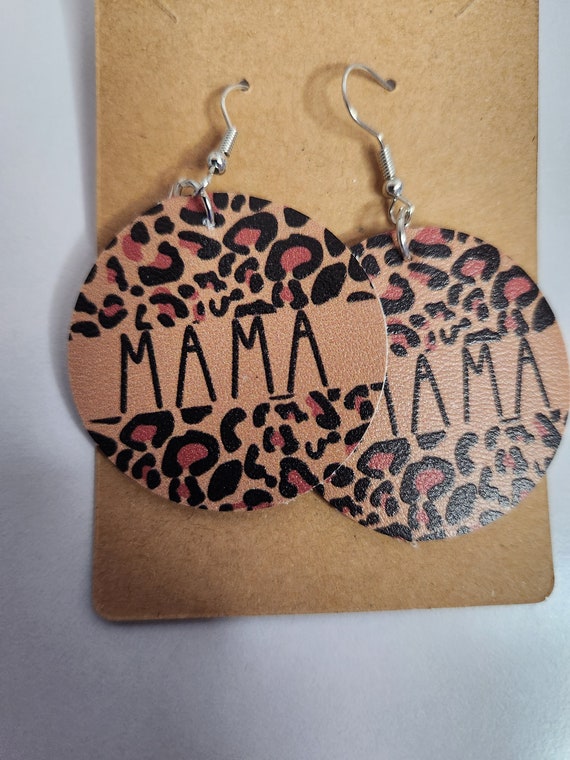 Faux leather Mama earrings. Perfect for Mothers day gift