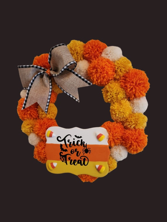 Pom Pom Candy Corn wreath