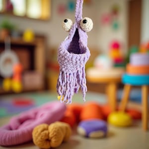 Crochet Yip Yip Holder, Handmade Alien Pouch for Desk or Car, Retro Pop Culture Organizer, Funny Gift for Yip Yip Fans