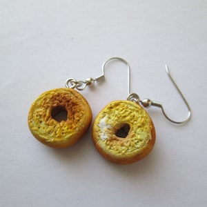 Miniature Bagel Earrings: Handmade Polymer Clay Food Jewelry