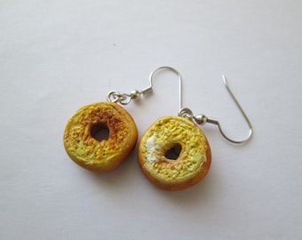 Miniature Bagel Earrings: Handmade Polymer Clay Food Jewelry