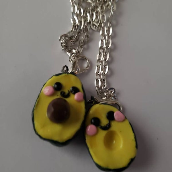 Colliers Kawaii Avocado BFF, pâte polymère, kitsch, boho, cadeau amusant