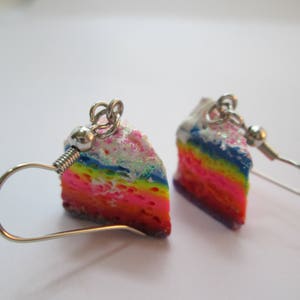 Rainbow Cake Earrings, Miniature Food Jewelry, Polymer Clay food