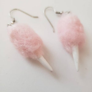 Miniature Cotton Candy Earrings: Pastel Felt Kawaii Jewelry