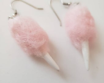 Miniature Cotton Candy Earrings: Pastel Felt Kawaii Jewelry