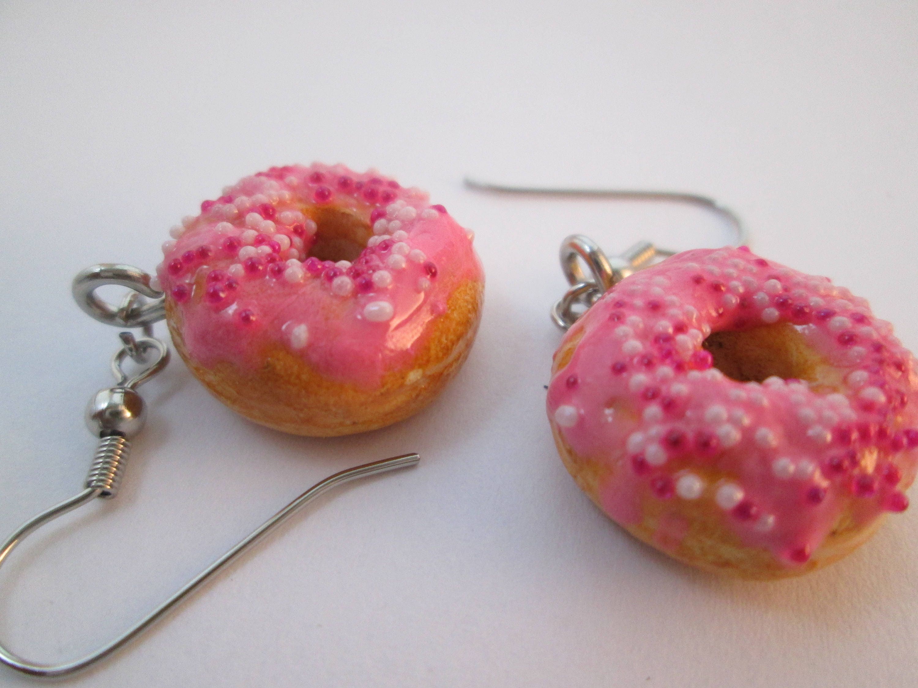Miniature food jewelry, Mini Donut earrings, Miniature sweets, Donut