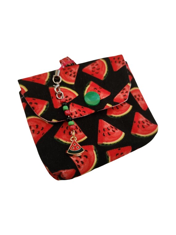 Watermelon Keychain coin purse.Money or credit card holder also will hold airpods earbuds or even lipbalm or hand sanitizer