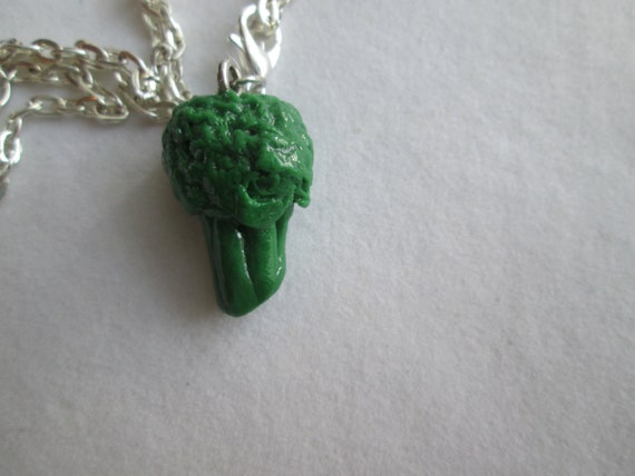 Adorable Broccoli Miniature clay food charm necklace