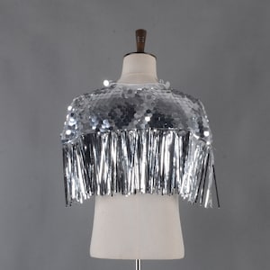 silver sequins cape,rainbow cape,mens festival cape,mermaid cape,bridal tinsel cape,women sequins cape,tinsel dress,festival drag