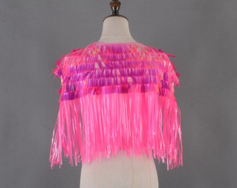 holographic pink sequins cape,unisex tinsel cape,festival cape,rave cape,bridal cape glitter,festival cape,mens cape,Iridescent cape