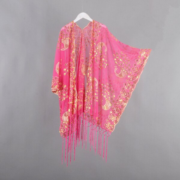 Black Lace Fringe Kimono