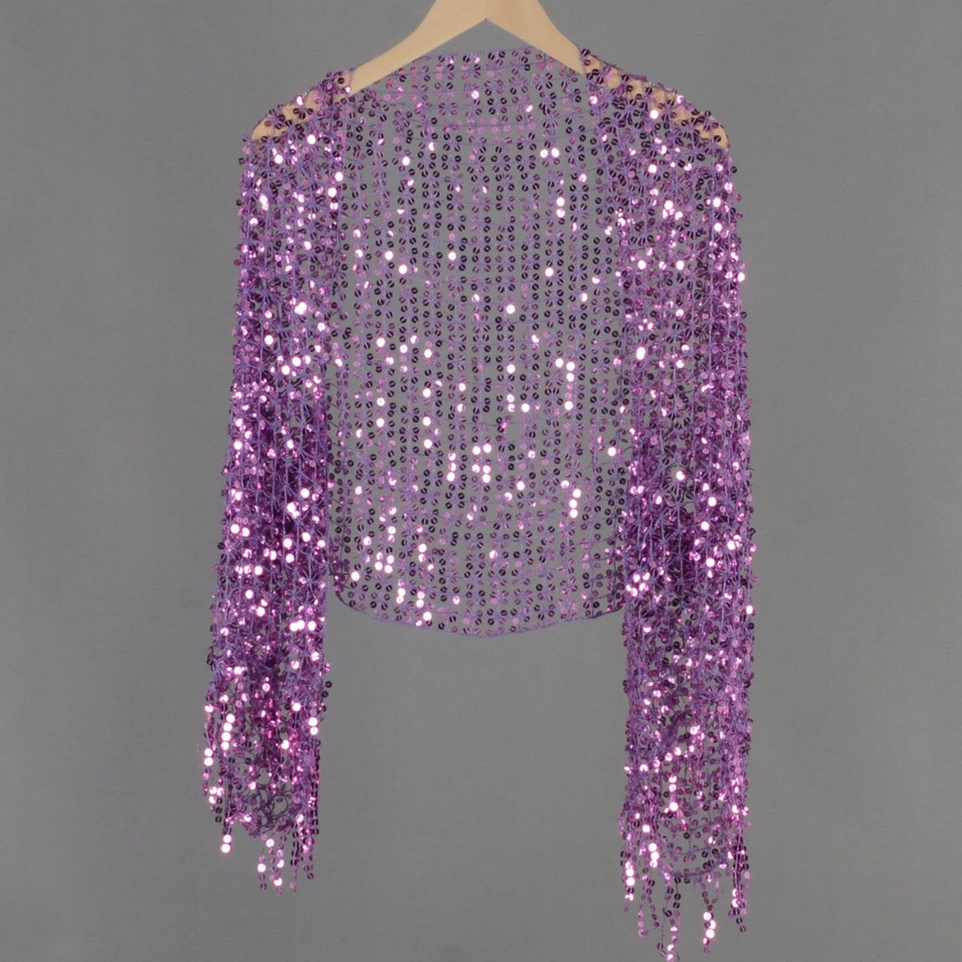 Fashion Secrets Women`s Purple 3/4 Chiffon Bolero Shrug