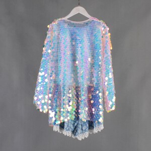 Festivalkimono met pailletten: roze zeemeermin Rave Duster afbeelding 5