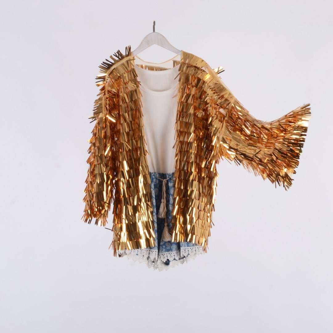 Gold Sequins Kimono,sequin Kimono Mid Length,festival Kimono,sequin