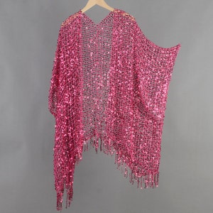 Kimono de lentejuelas rosa: vestido playero bohemio transparente