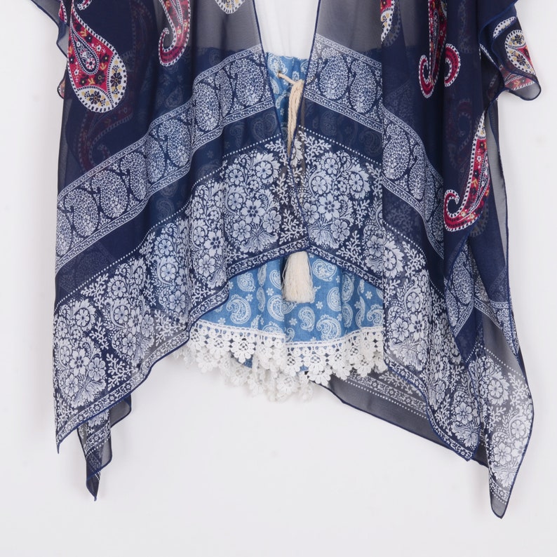 chiffon kimono,navy blue paisley kimono jacket,boho kimono,chiffon cover up,chiffon kimonos,dress kimono,kimono cardigan,kimono\uff0cCF077