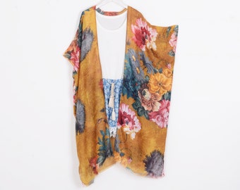 long bohemian kimono,ginger floral kimono cardigan,kimono,cardigan,boho kimono,beach kimono,kimonos,shrug,cover up,dress kimono,555#