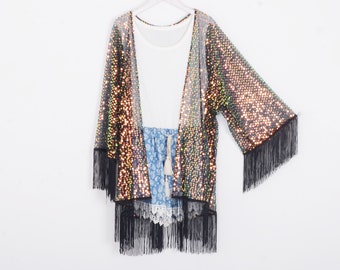 long sequin kimono jacket