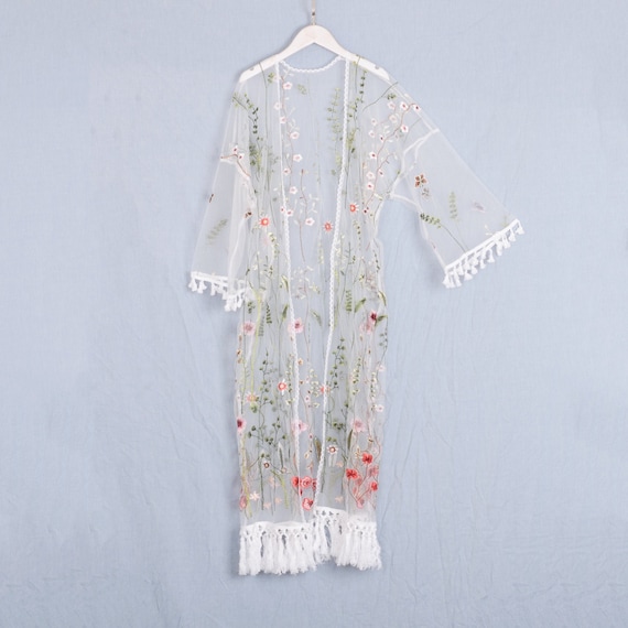 White Lace Embroidered Kimono White Lace Embroidered Kimono