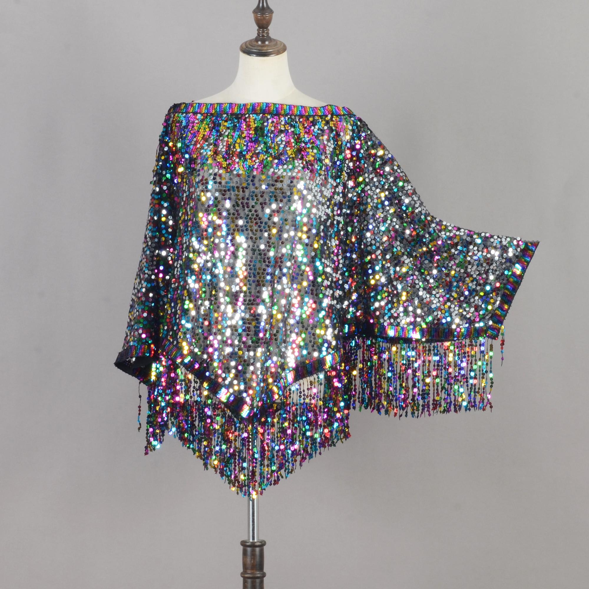 sequin poncho dress TALKING IN CIRCLES SEQUIN PONCHO DRESS