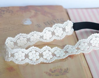 bandeau blanc de dentelle, bandeau de femmes, headwrap de mariée, casque de mariage, cadeau des femmes,