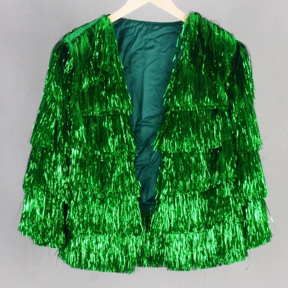 Green Tinsel Fringe Jacket personalized Gift for Her bridal Jacket wedding Jacket birthday Party Jacket handmade Clothing tinsel Jacket Etsy