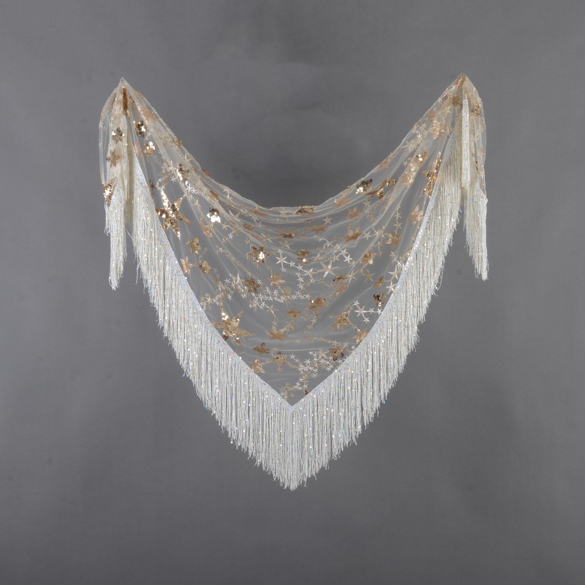 champagne starry sequins bridal shawl,wedding shrug,bride coverup, boho shawl shrug,wedding wrap,gold sequins wedding shawl,fringe wrap