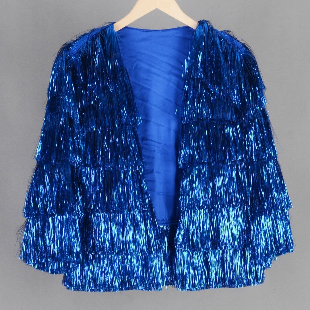 Blue Tinsel Fringe Jacket,personalized Gift for Her,bridal