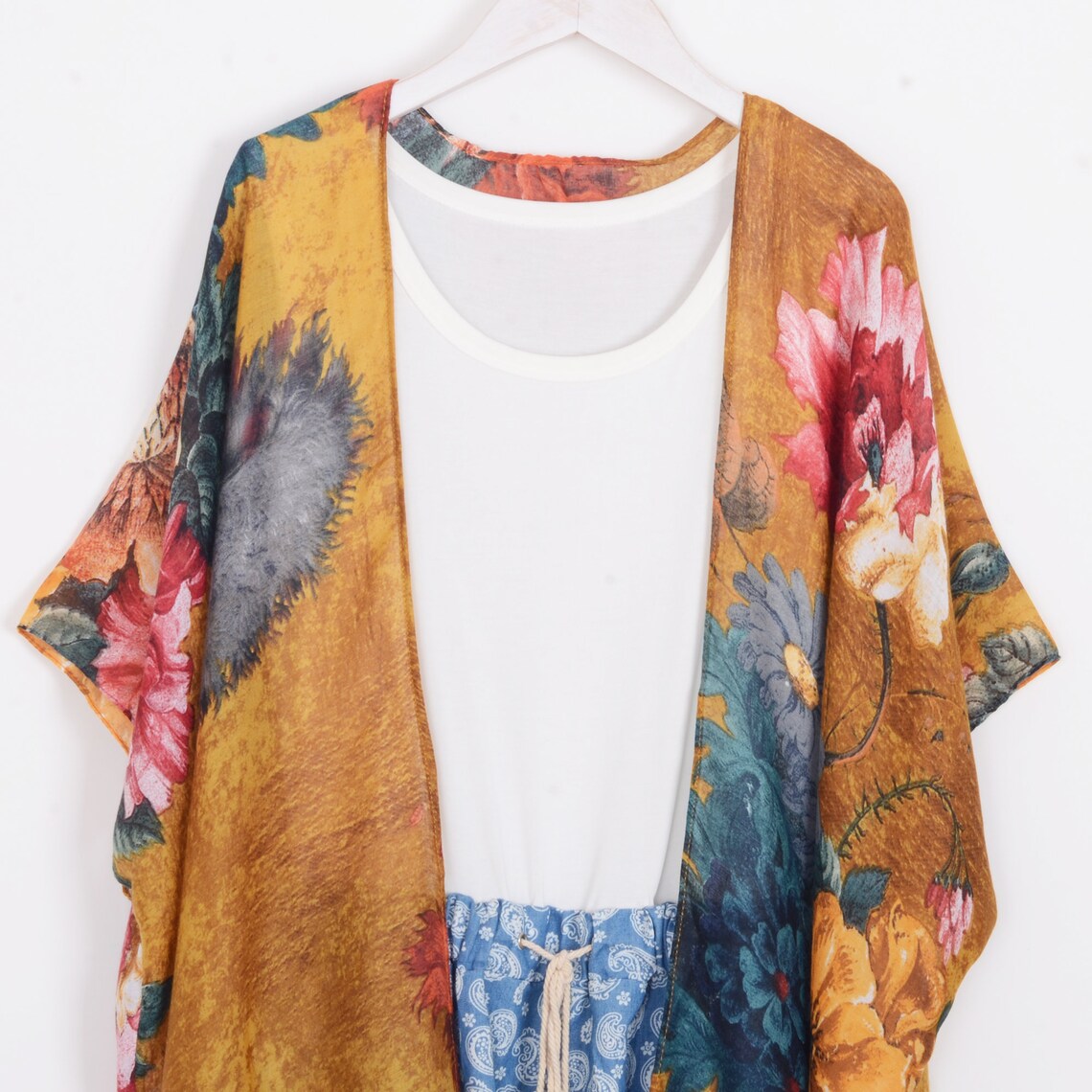 Long Bohemian Kimonoginger Floral Kimono - Etsy