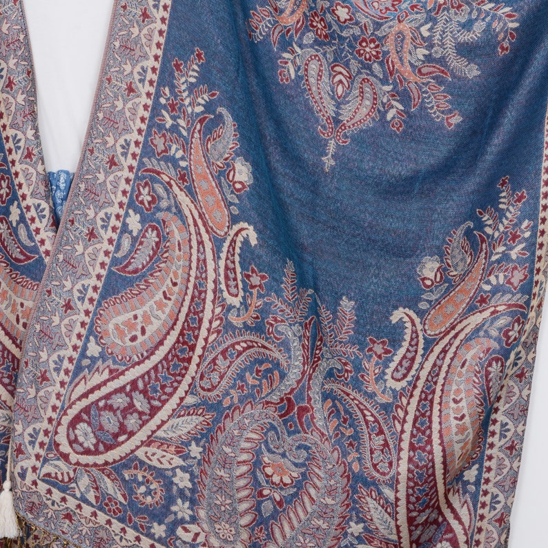 Pashmina Kimonocyan Paisley Kimono Cardiganfringe Hippie | Etsy