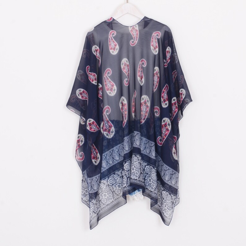 chiffon kimono,navy blue paisley kimono jacket,boho kimono,chiffon cover up,chiffon kimonos,dress kimono,kimono cardigan,kimono\uff0cCF077