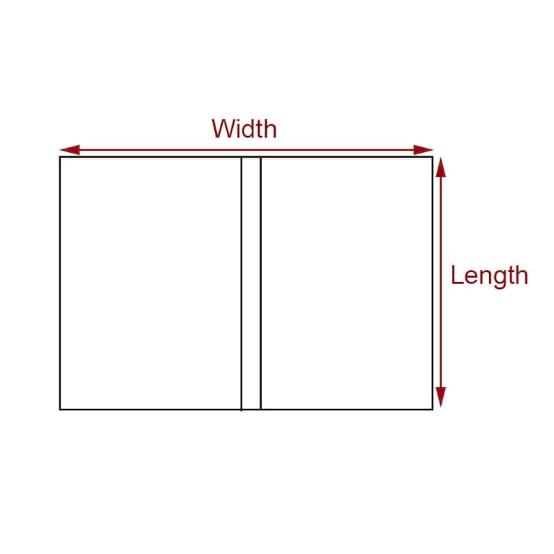 May include: A diagram showing the length and width of a rectangular object.