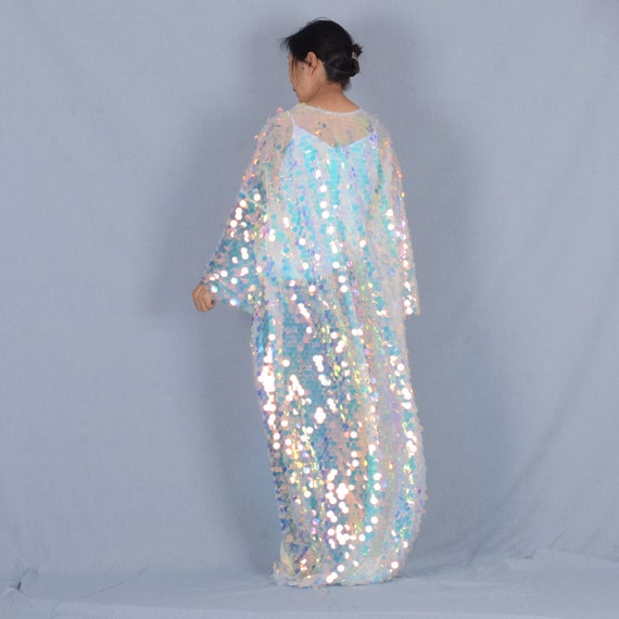 White sequin cheap kimono dress