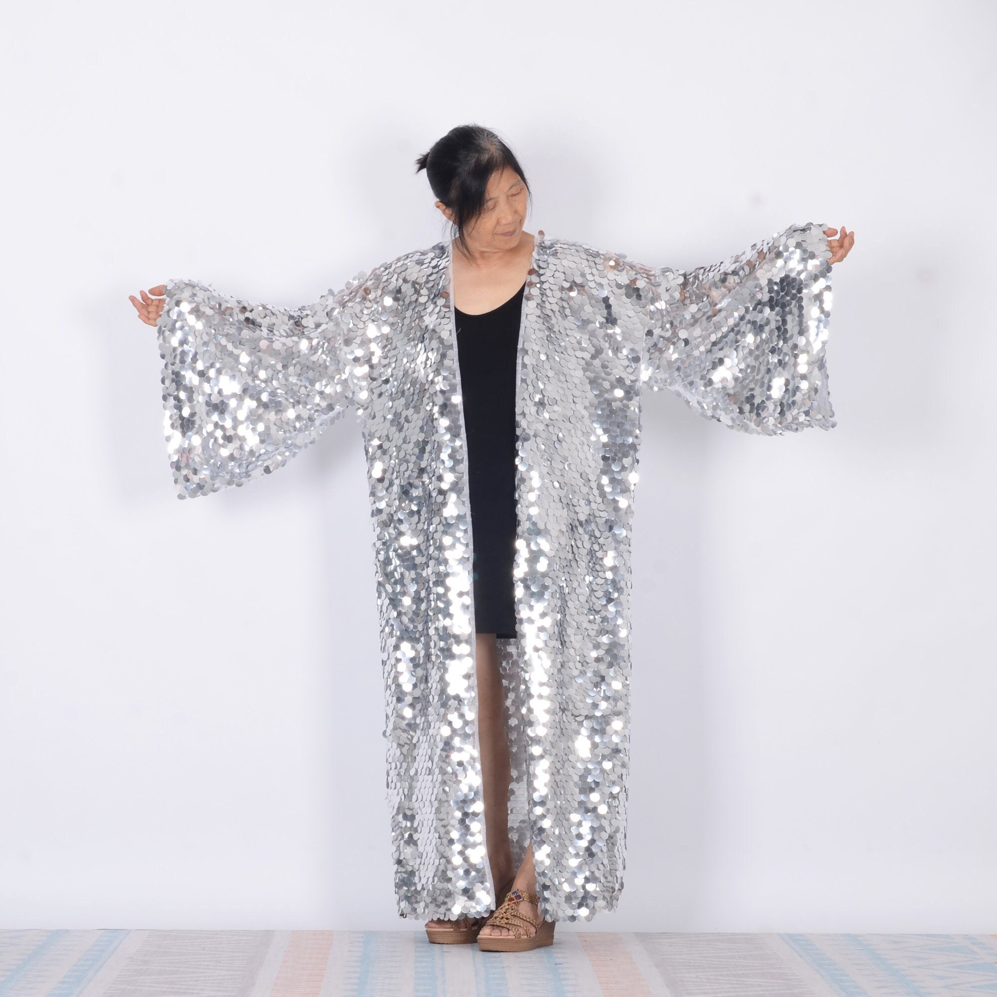 Silver kimono cardigan sale
