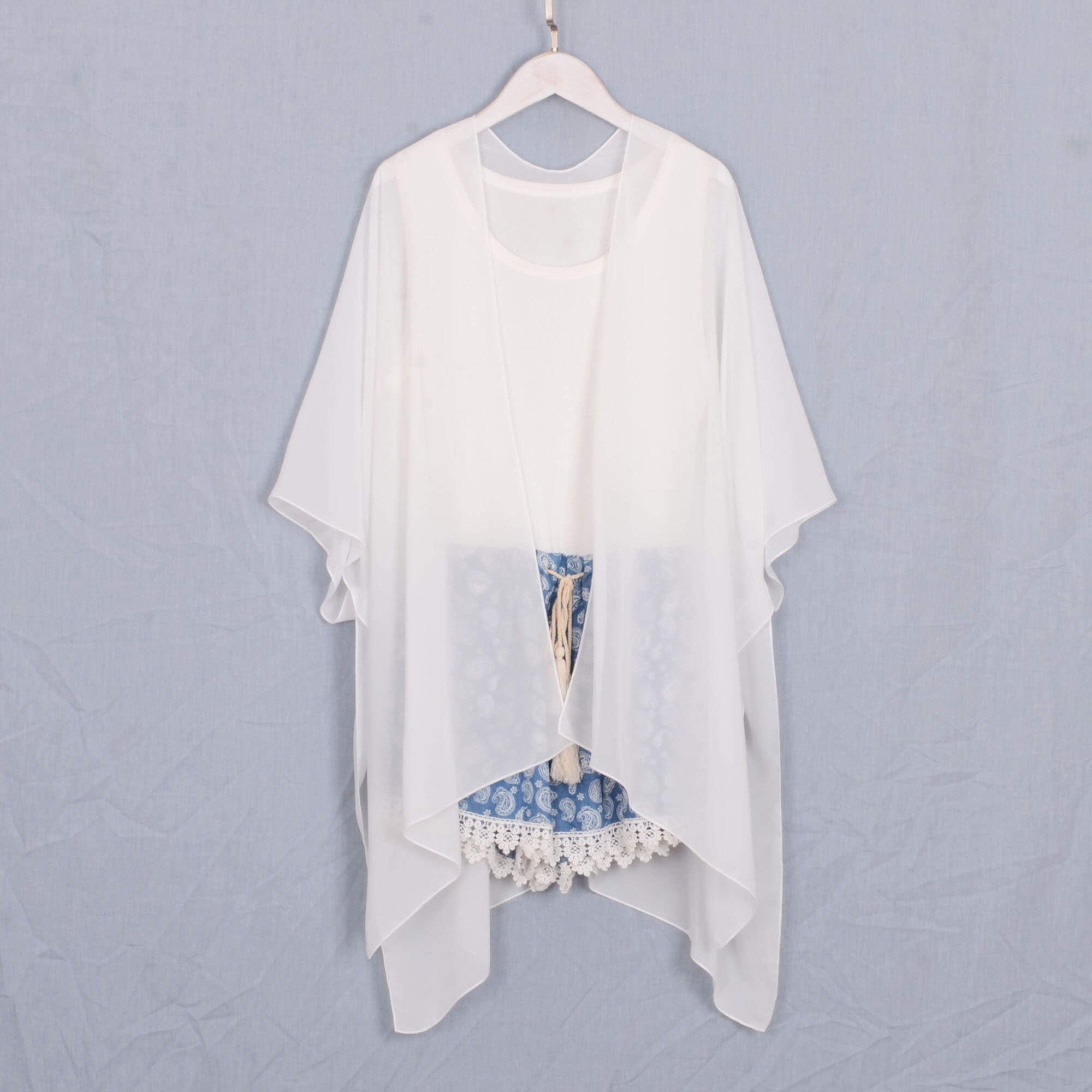 White chiffon cardigan cheap