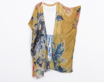 ginger with sliver print kimono,kimono cardigan,boho kimono,kimono jacket,beach kimono,kimonos,beach cover up,women duster,671#