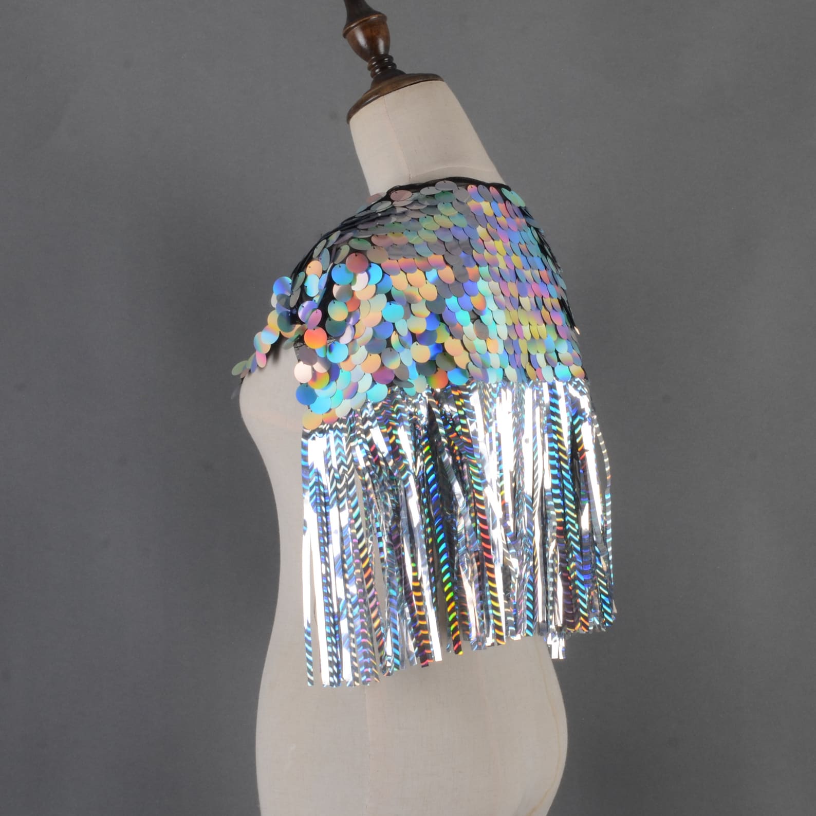 Reflective Capes Rave Holographic Sequin Festival Cape: Iridescent Tinsel Rave Cape - Etsy