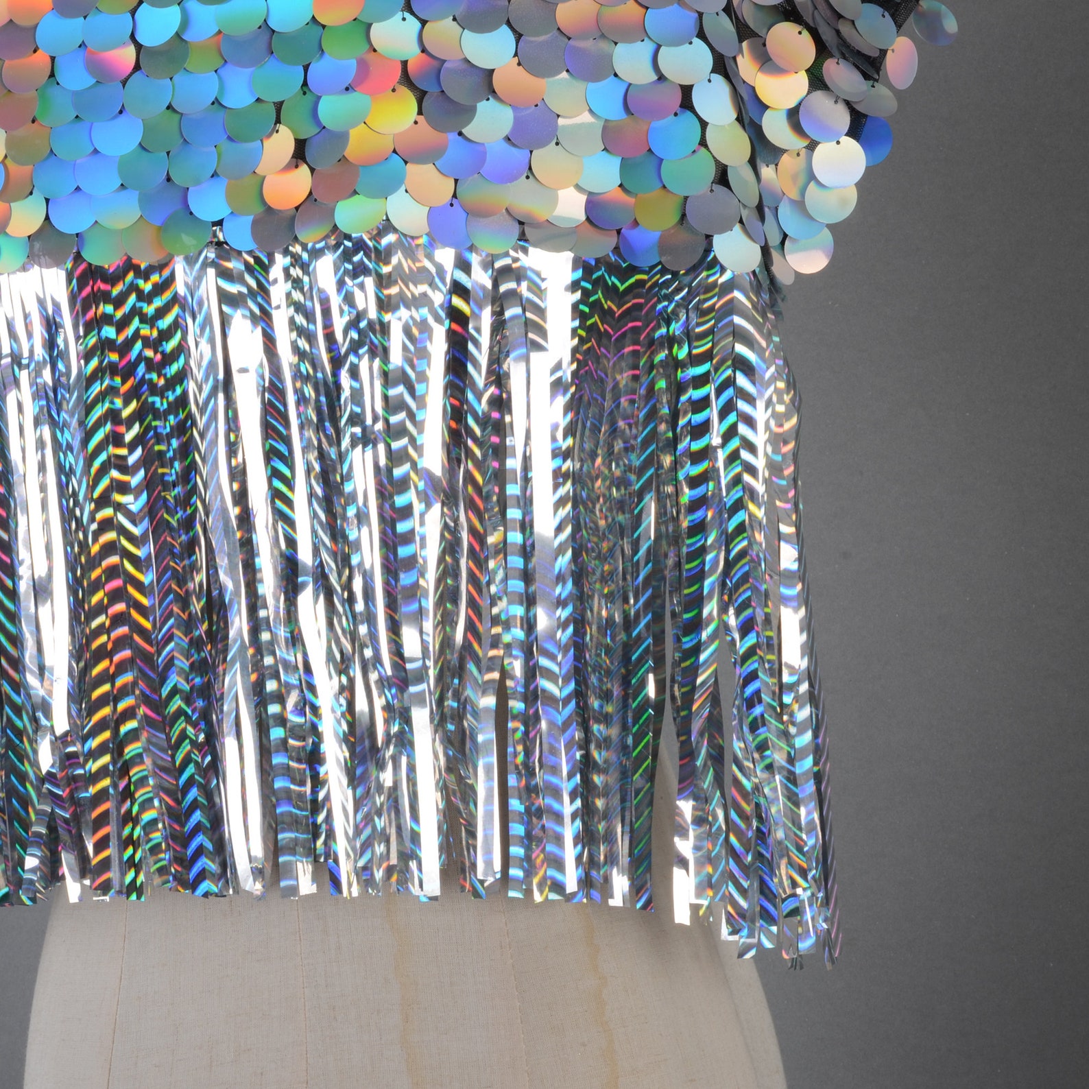 Reflective Capes Rave Holographic Sequin Festival Cape: Iridescent Tinsel Rave Cape - Etsy