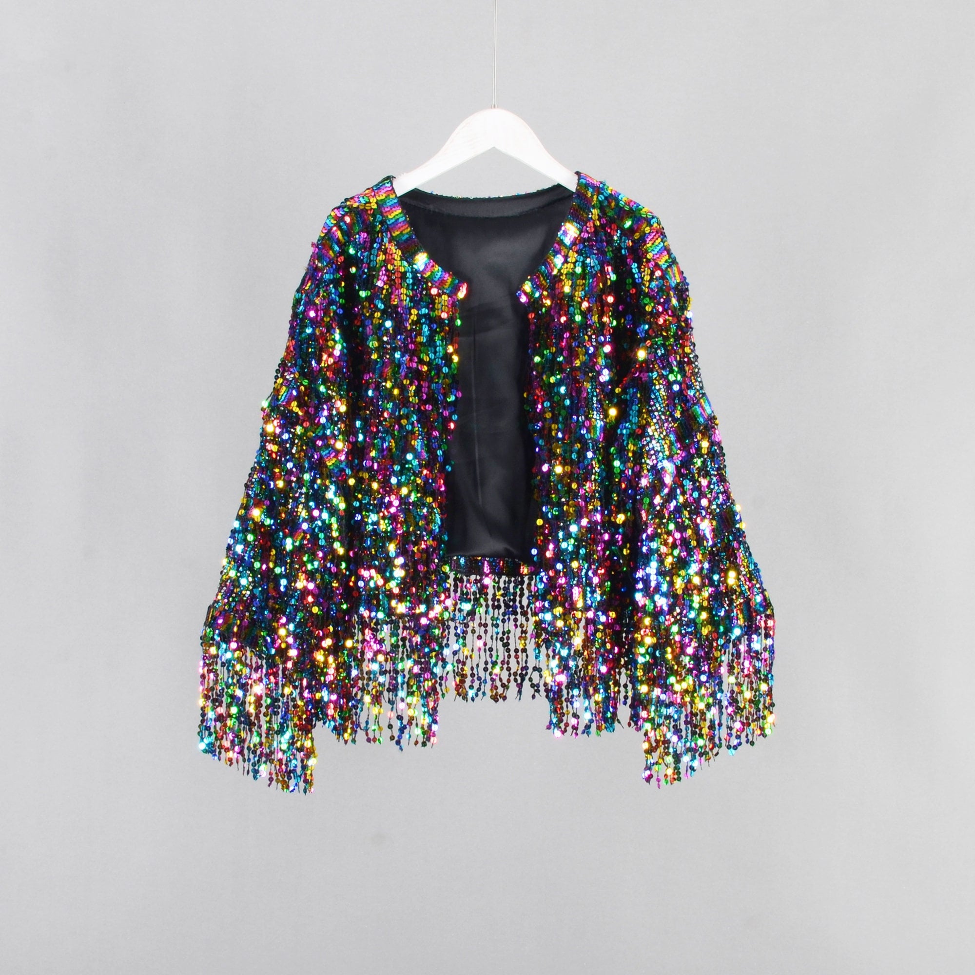 ZARA BLACK LIMITED EDITION SHOULDER PAD SEQUINNED CROP JACKET SIZE XS