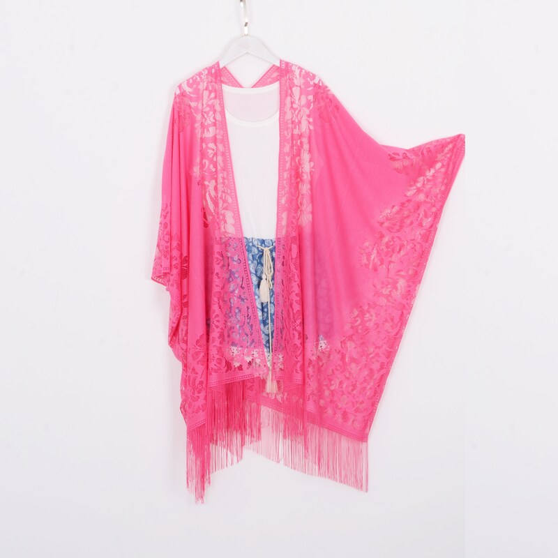 Long Bohemian Floral Kimono – Blush Pink / Peach main image 1