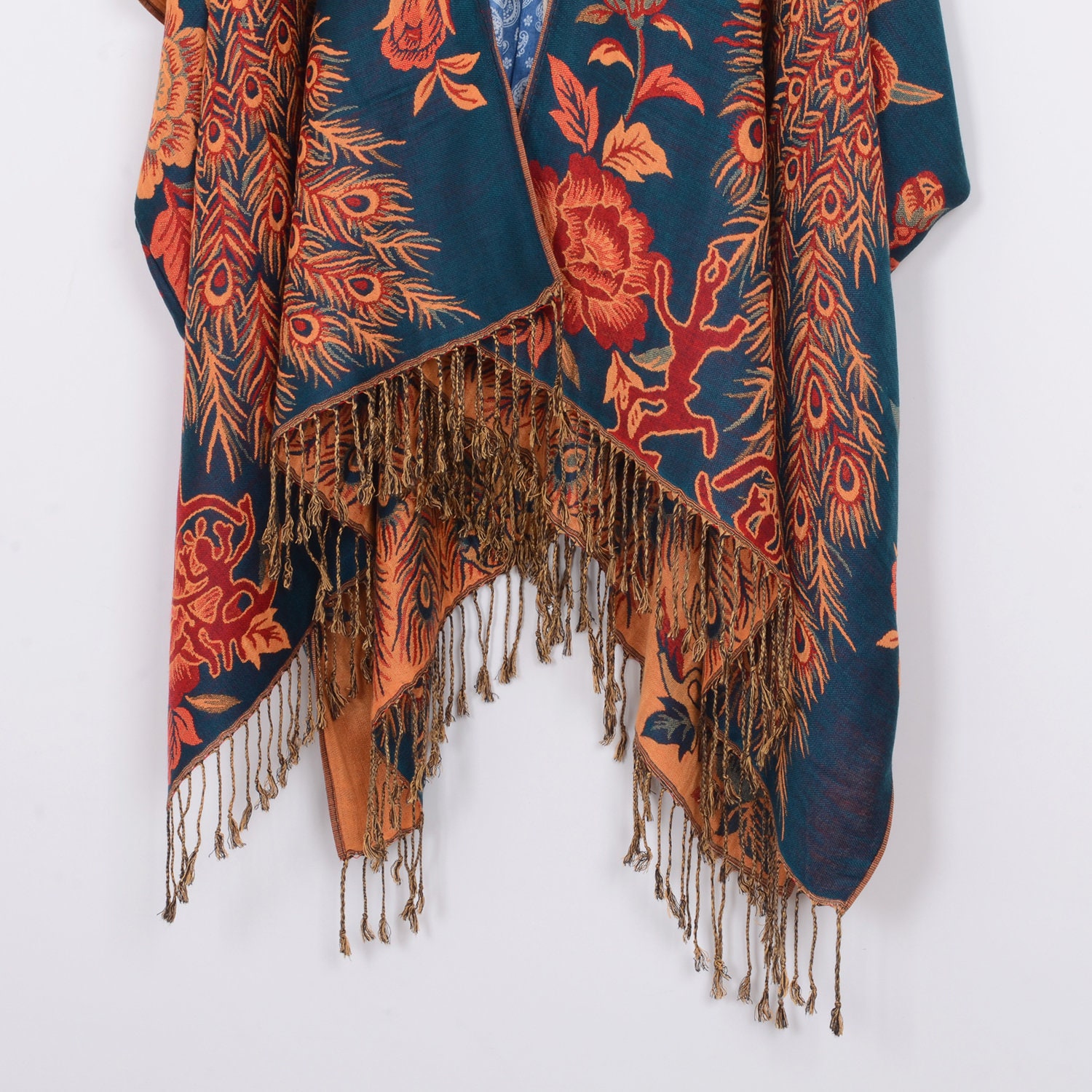 Pashmina kimonodark teal peacock kimonowomen’s | Etsy