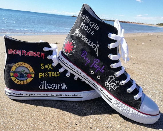 Rock Custom Hand Painted Sneakers Etsy