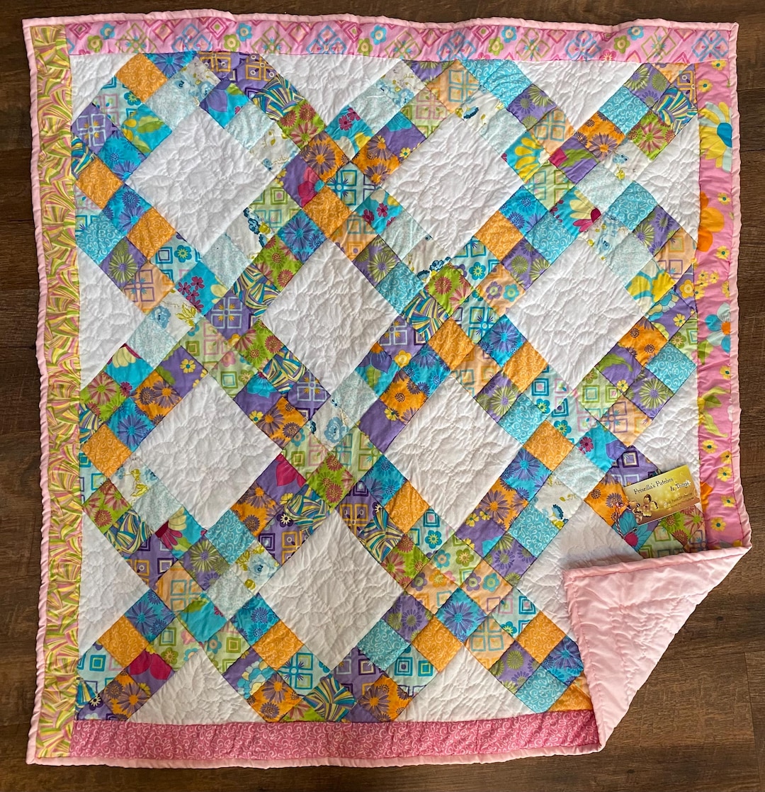 Pink Flower Garden Patchwork Baby Quilt - Etsy