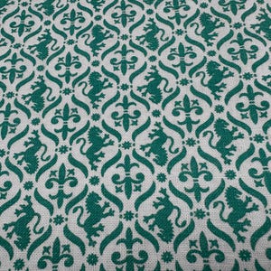 Vintage Futtersack Futtersack grün Löwen fleur-de-lis creme Hintergrund 30er-40er Jahre Quilt Quilten Sammler Handarbeit Preis halber Sack