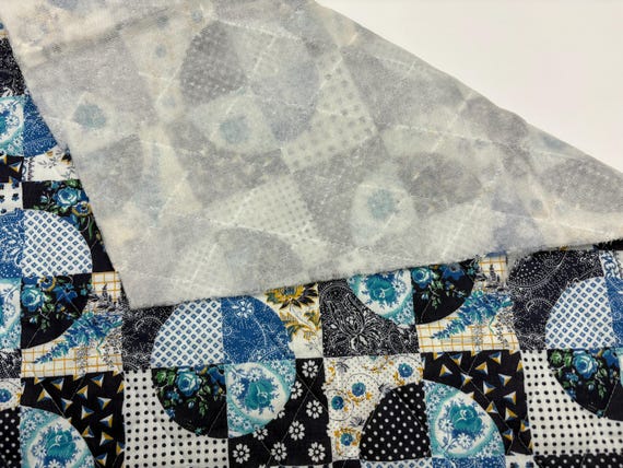 QUILTED! Remnants lined cotton navy blue black squares fabric: dog jacket, vest, pot holders, crafting, pillow price for 3 pieces