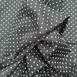 Vintage dotted swiss switzerland dots cotton fabric white dots on black (knit) semi sheer doll clothes top