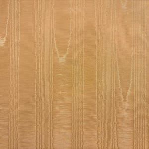 May include: A light tan fabric featuring a repeating vertical pattern of thin, wavy, cream-colored lines that mimic the appearance of wood grain. The texture is consistent across the surface, displaying a series of parallel, elongated stripes.