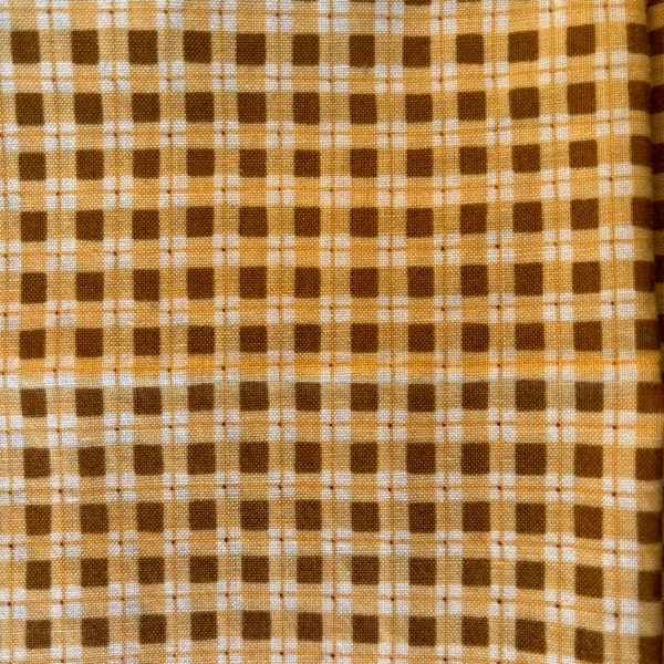 Brown gold cotton plaid check Misty Gardens fabric quilting weight curtains, shirt or blouse, doll clothes, quilt, 50s dress price half yard
